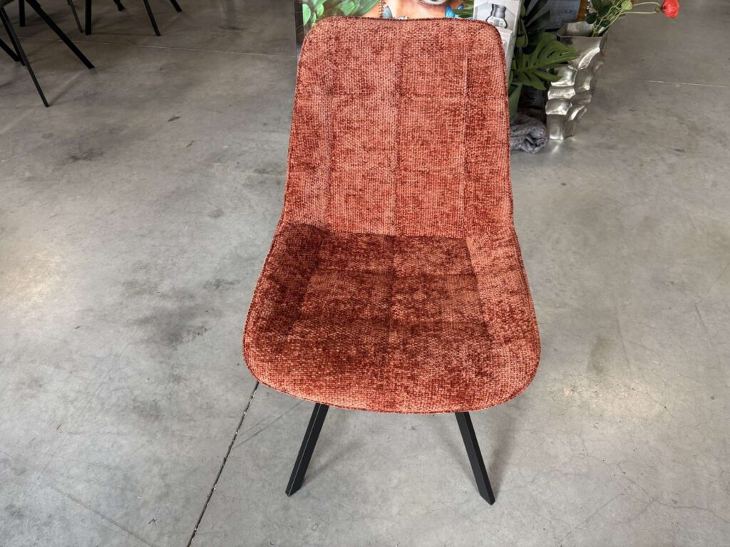 CHAISE JAZZ TISSU TERRACOTTA (HAGA-44) - PIV. 180° PIEDS MÉTAL NOIR