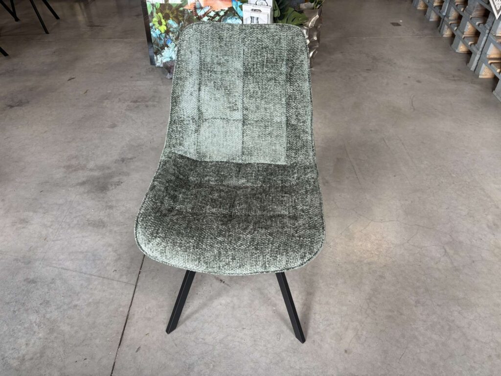CHAISE JAZZ TISSU VERT CLAIR (HAGA-74) - PIV. 180° PIEDS MÉTAL NOIR