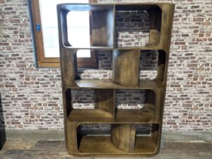 BIBLIOTHÈQUE – ÉTAGÈRE GM MANGUIER MASSIF TEINTE CAPPUCINO ANNEXE MEUBLE DECO