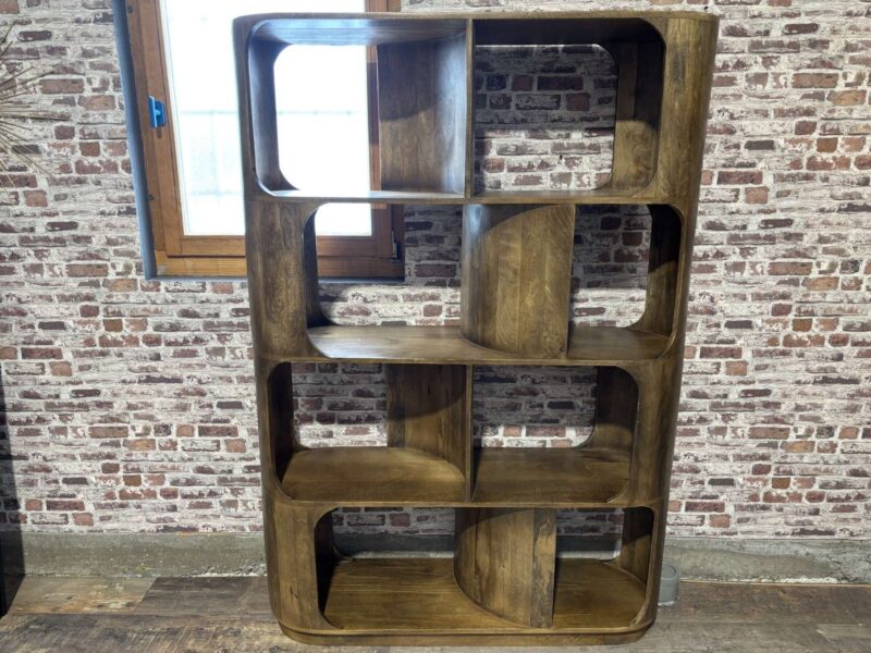 BIBLIOTHÈQUE - ÉTAGÈRE GM MANGUIER MASSIF TEINTE CAPPUCINO