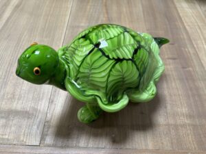 TORTUE EN VERRE STYLE MURANO COLORIS VERT ANNEXE MEUBLE DECO