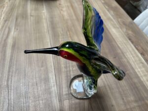 OISEAU COLIBRI EN VERRE MULTICOLORE STYLE MURANO ANNEXE MEUBLE DECO