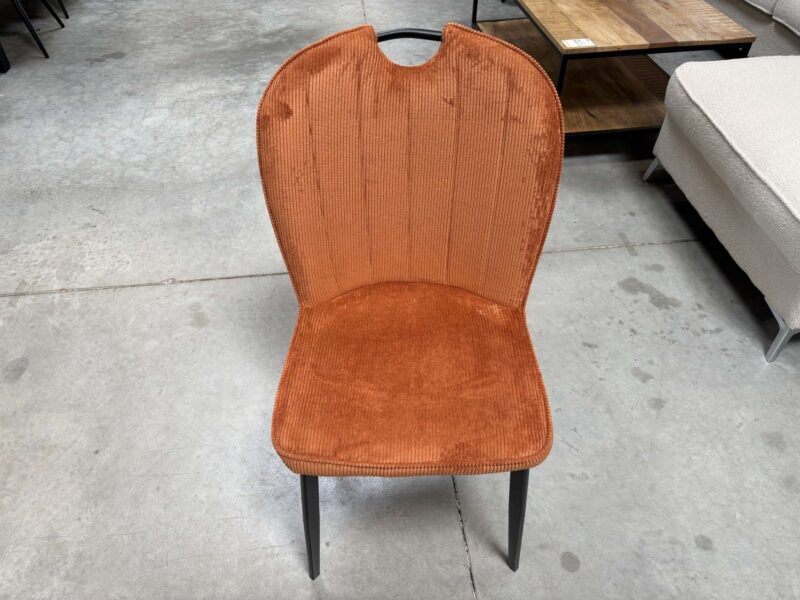 CHAISE VELOURS TERRACOTTA - PIEDS MÉTAL NOIR - DESTOCK