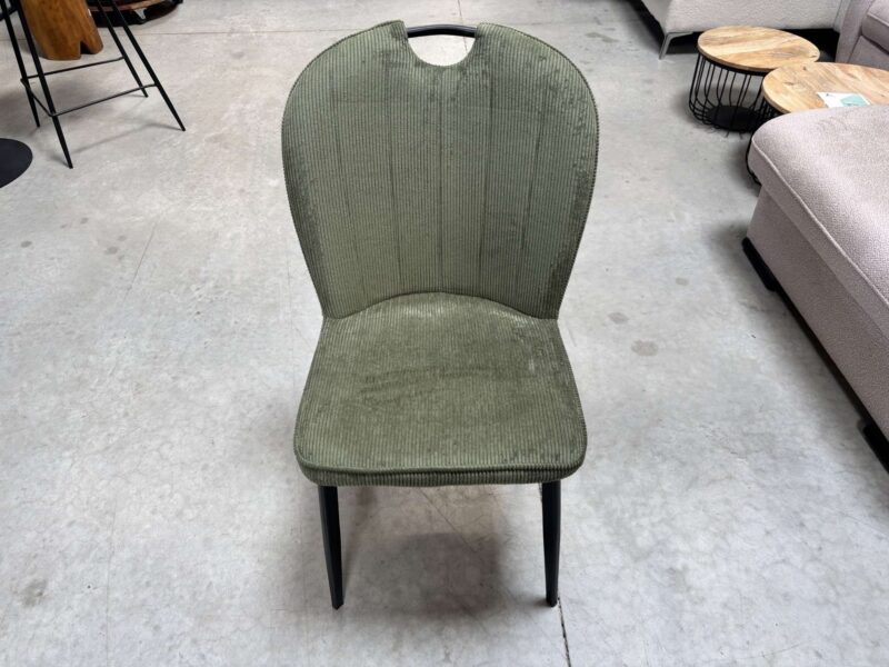 CHAISE VELOURS VERT - PIEDS MÉTAL NOIR - DESTOCK
