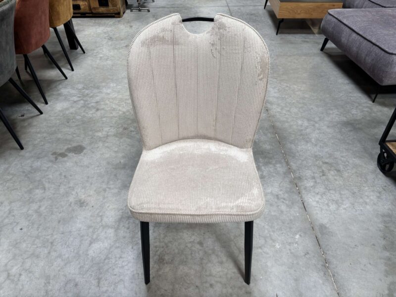 CHAISE VELOURS GRIS - PIEDS MÉTAL NOIR - DESTOCK