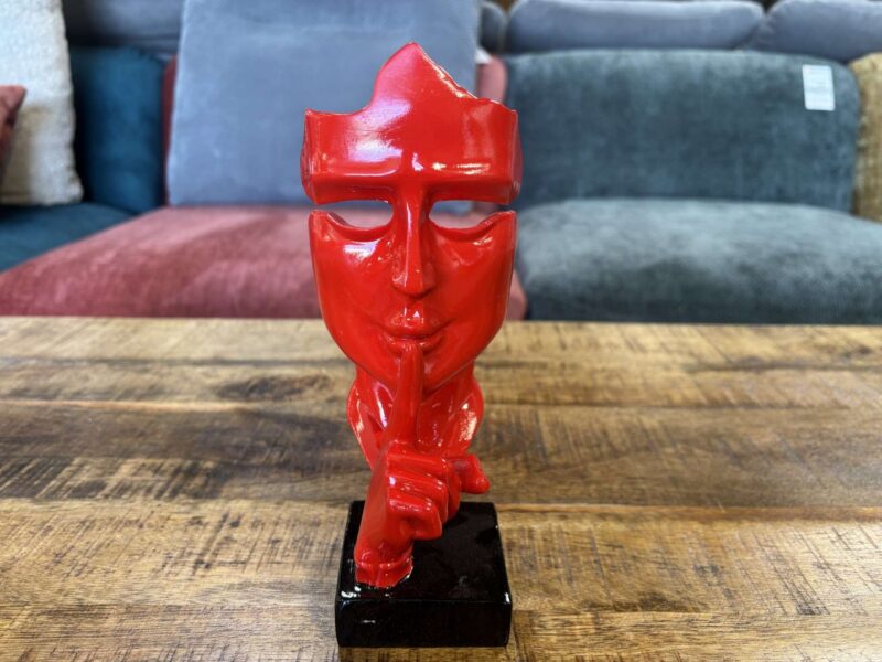 VISAGE CHUT SUR SOCLE EN RÉSINE ROUGE