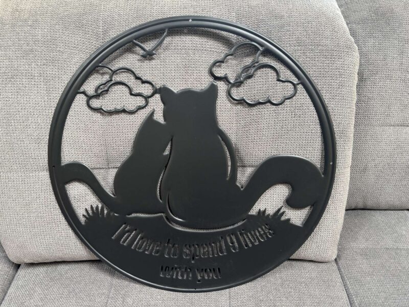 DÉCORATION MURALE AJOURÉE EN MÉTAL NOIR  - DUO DE CHATS