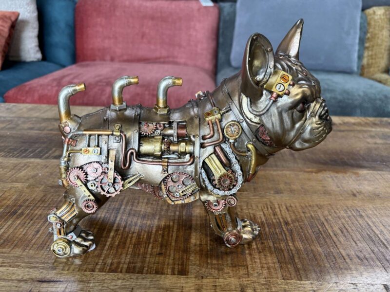BOULEDOGUE MÉCANIQUE DORÉ - CUIVRÉ - ARGENTÉ