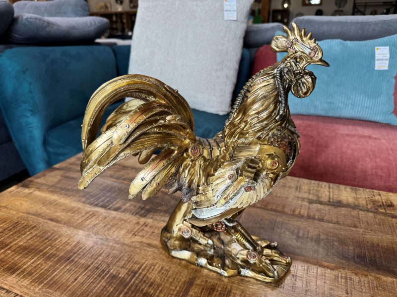 COQ MÉCANIQUE EN RÉSINE H.37CM - DESTOCKAGE
