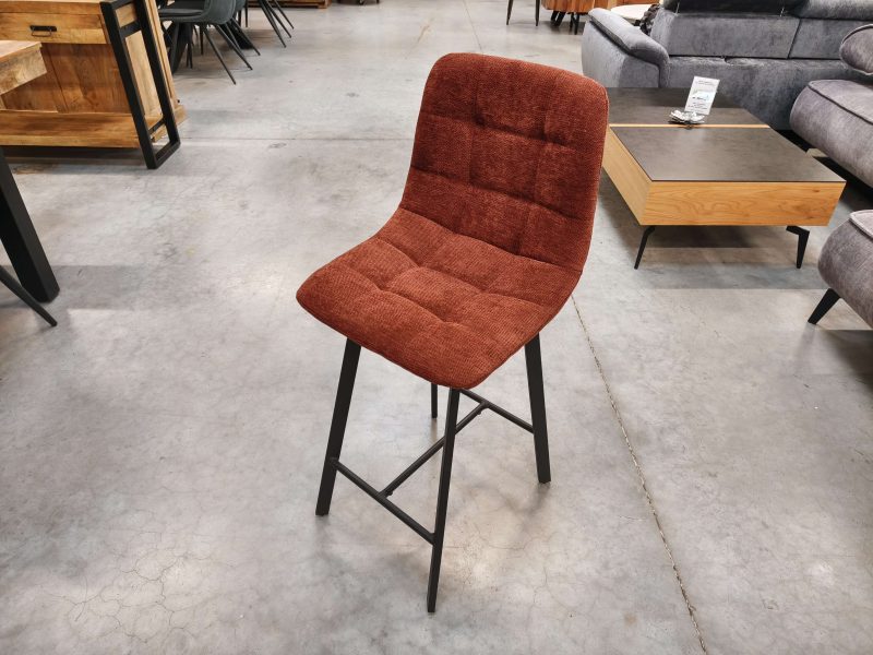 TABOURET DE BAR SPICE H. ASSISE 65 CM - PIVOTANT - TISSU TERRACOTTA
