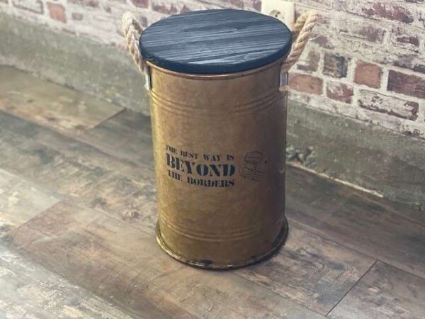 BIDON EN MÉTAL DORÉ "LOFT et GOLD" COUVERCLE BOIS PM