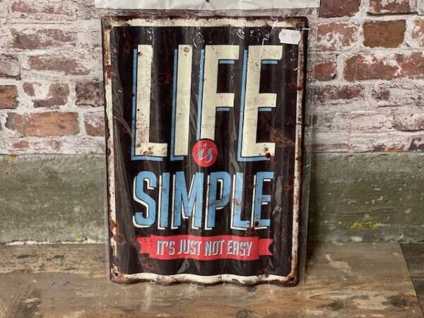 PLAQUE METAL ONDULÉE LIFE IS SIMPLE ANNEXE MEUBLE & DECO