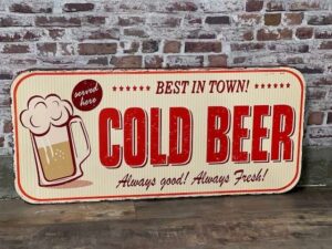 PLAQUE METAL TGM 100 X 46 CM COLD BEER ANNEXE MEUBLE & DECO