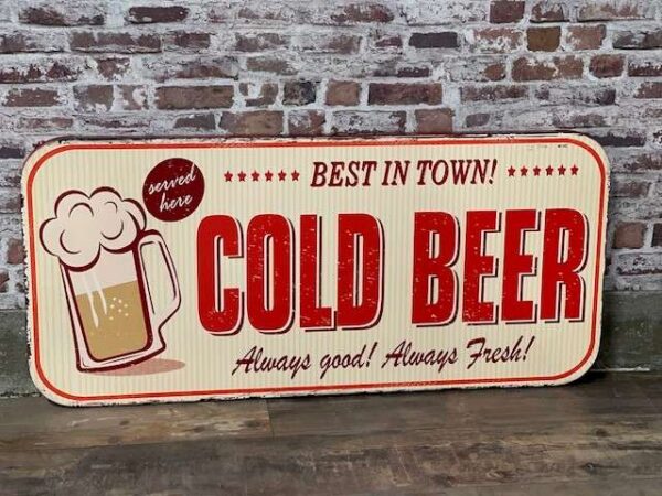 PLAQUE METAL TGM 100 X 46 CM COLD BEER ANNEXE MEUBLE & DECO