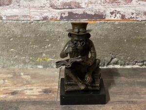 STATUE BRONZE SINGE AVEC LIVRE ANNEXE MEUBLE & DECO