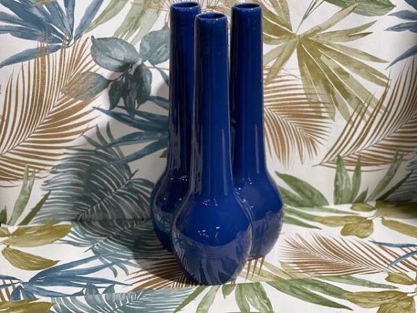 VASE 3 TUBES BLEU H.40CM ANNEXE MEUBLE & DECO