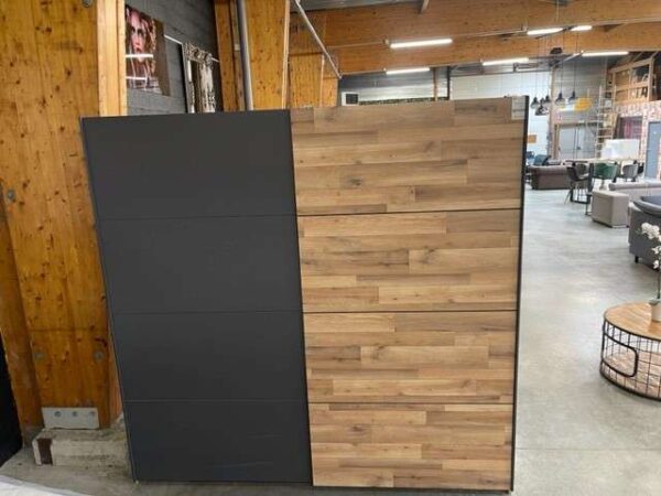 ARMOIRE MEDINA 2 PORTES COULISSANTES CHÊNE MONTANA + GRAPHITE (ZONE 1)