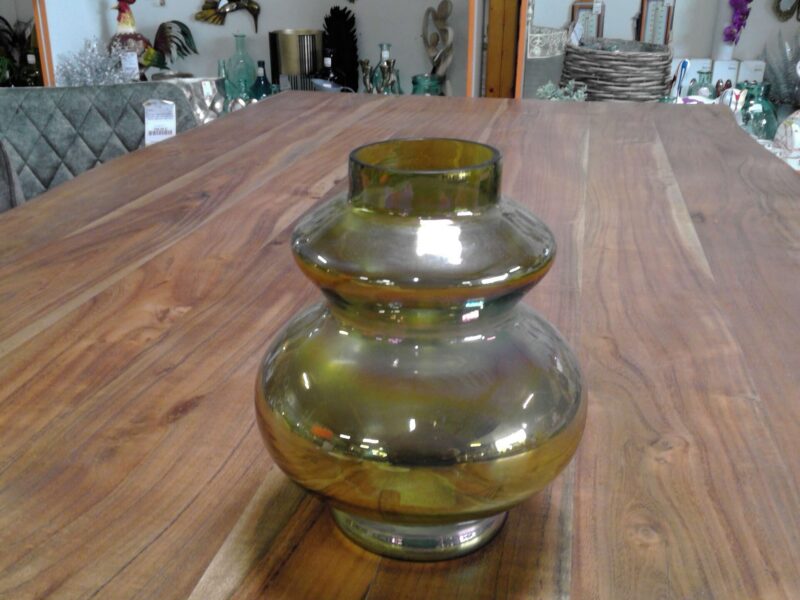 VASE DESIGN VERT / REFLETS MULTICOLORE