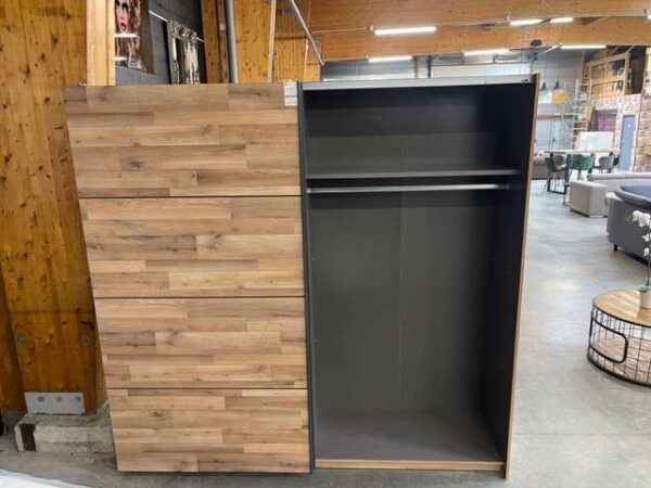 ARMOIRE MEDINA 2 PORTES COULISSANTES CHÊNE MONTANA + GRAPHITE (ZONE 1) – Image 2