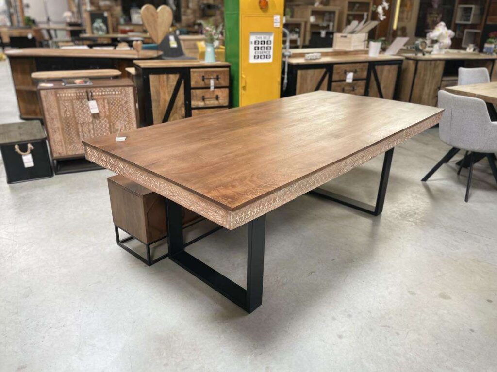 TABLE DE SALLE À MANGER 220CM ACACIA MOTIFS