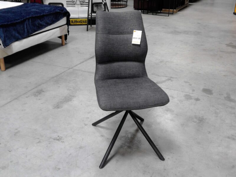 CHAISE WISH TISSU + SIMILI GRIS ANTHRACITE - PIED ARAIGNÉE MÉTAL NOIR