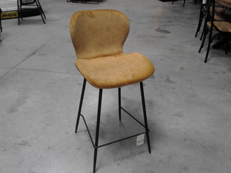 TABOURET DE BAR VELOURS DORÉ