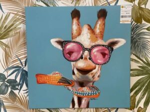 TABLEAU GIRAFE HUMOURISTIQUE 60X60CM ANNEXE MEUBLE & DECO