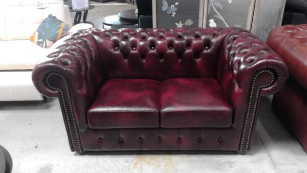 CANAPÉ 2 PLACES CHESTERFIELD MARRON ROUGE FONCÉ ANNEXE MEUBLE & DECO