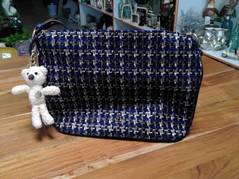 SAC A MAIN + BANDOULIERE LULU CASTAGNETTE BLEU/NOIR/BLANC